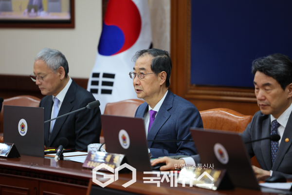 한덕수 대통령 권한대행 국무총리가 22일 세종대로 정부서울청사에서 열린 국무회의를 주재, 모두발언을 하고 있다.