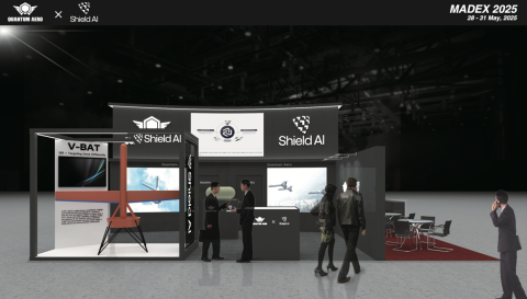 국제해양방위산업전(MADEX 2025)'의 퀀텀에어로, Shield AI 공동 부스(퀀텀에어로社 제공)